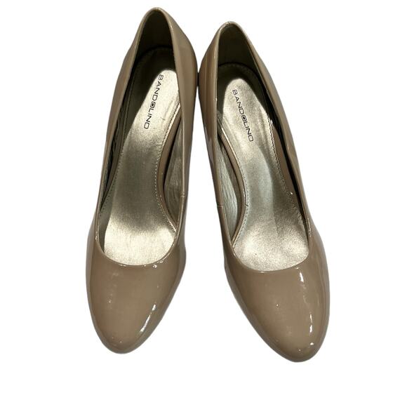 Bandolino Patent Leather Nude/Tan Platform 3" Heels Women's Size 9 Wedding Glam - Picture 5 of 8